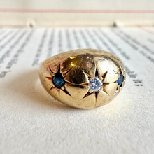 Load image into Gallery viewer, Victorian 18K Diamond &amp; Sapphire Gypsy Ring