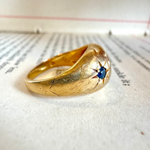 Load image into Gallery viewer, Victorian 18K Diamond &amp; Sapphire Gypsy Ring