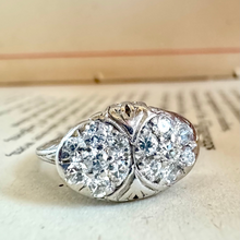 Load image into Gallery viewer, Platinum &amp; Diamond Double Cluster Ring