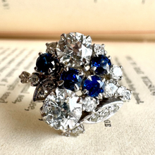 Load image into Gallery viewer, Diamond &amp; Sapphire Cluster RIng