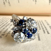 Load image into Gallery viewer, Diamond &amp; Sapphire Cluster RIng