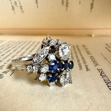 Load image into Gallery viewer, Diamond &amp; Sapphire Cluster RIng
