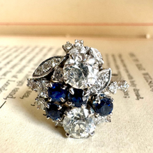 Load image into Gallery viewer, Diamond &amp; Sapphire Cluster RIng