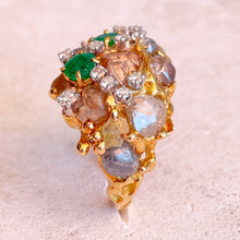 Load image into Gallery viewer, Peter Lindeman 18k Rough Diamond &amp; Emerald Ring