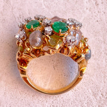 Load image into Gallery viewer, Peter Lindeman 18k Rough Diamond &amp; Emerald Ring