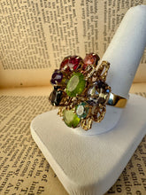 Load image into Gallery viewer, 14K Contemporary Multi-gem Cluster Ring