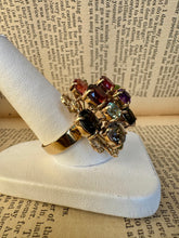 Load image into Gallery viewer, 14K Contemporary Multi-gem Cluster Ring