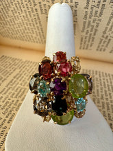 Load image into Gallery viewer, 14K Contemporary Multi-gem Cluster Ring
