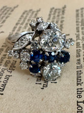Load image into Gallery viewer, Diamond &amp; Sapphire Cluster RIng