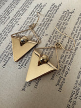Load image into Gallery viewer, 14K Yellow Gold Geometric Dangle Earrings