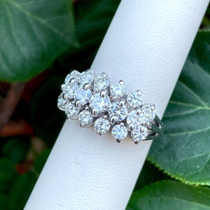 14k White Gold Diamond Cluster Ring