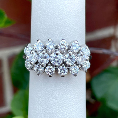 14k White Gold Diamond Cluster Ring