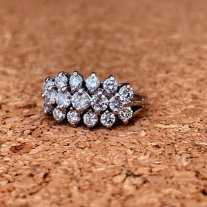 14k White Gold Diamond Cluster Ring