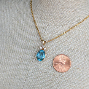 14k Aquamarine and Diamond Pendant