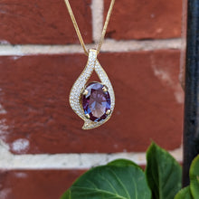 Load image into Gallery viewer, 14k Synthetic Alexandrite and Diamond Pendant