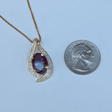 Load image into Gallery viewer, 14k Synthetic Alexandrite and Diamond Pendant