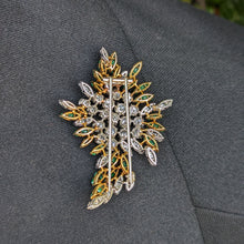 Load image into Gallery viewer, 14k White &amp; Yellow Gold Diamond and Emerald Brooch