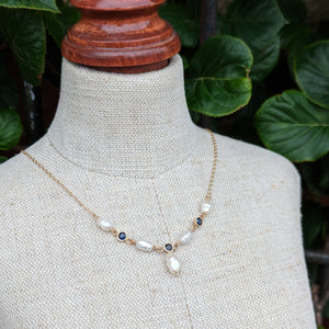 14k Pearl and Sapphire Necklace