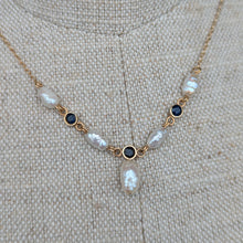 Load image into Gallery viewer, 14k Pearl and Sapphire Necklace