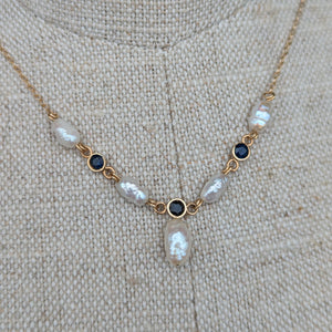 14k Pearl and Sapphire Necklace