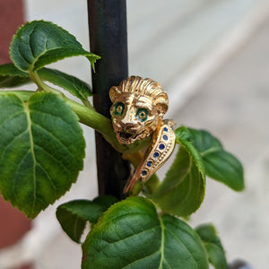 18k Gold Lion Enamel Ring