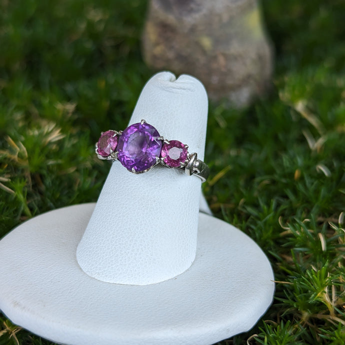 14k WG Amethyst & Pink Topaz Ring