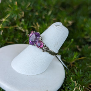 14k WG Amethyst & Pink Topaz Ring