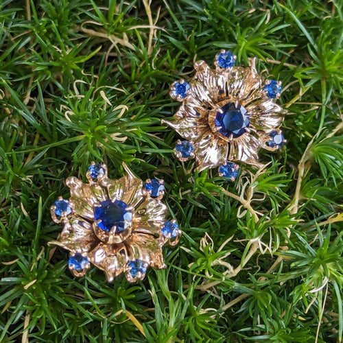 14k Sapphire Flower Earrings