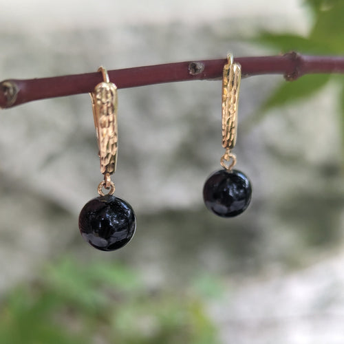 14k Onyx Drop Earrings