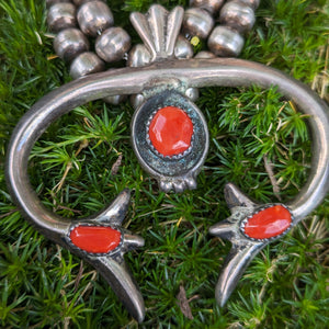 Southwestern Sterling Silver & Coral Squashblossom Necklace (child size)