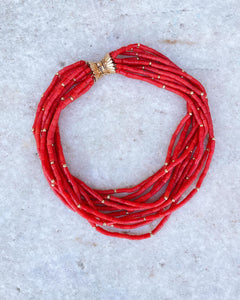 Natural Coral Necklace with 14k Gold Accents