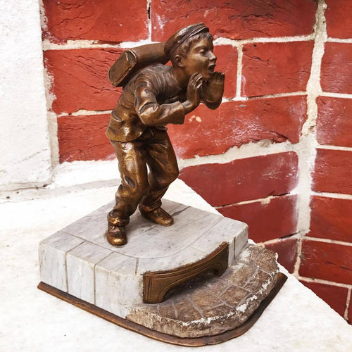 Newsboy Bronze Sculpture by Dominique Alonzo