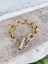 Load image into Gallery viewer, 14k Yellow Gold Cable Link Bracelet with Amethyst Accent