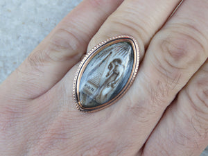 Scenic Navette Georgian Mourning Ring.  c.1789
