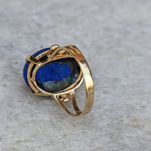 14k Yellow Gold Lapis Cabochon Ring