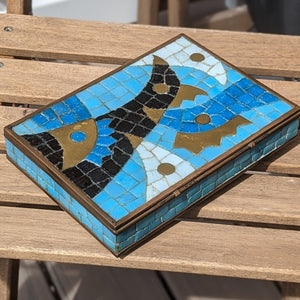 Glass Tile and Brass Mosaic Box by Salvador Terán
